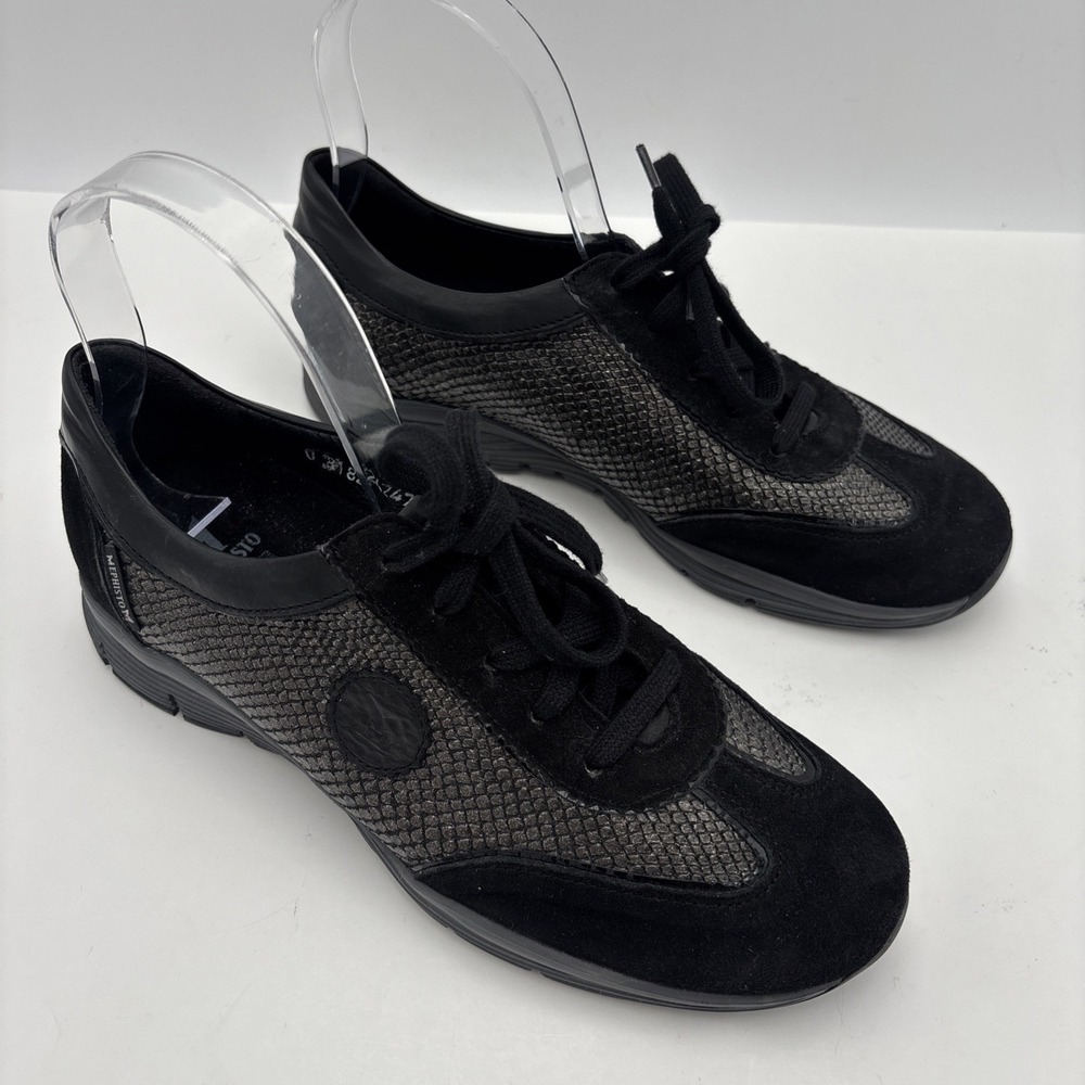 Mephisto Yael Runoff Air Jet System Walking Shoe Sneaker Black Leather Suede 7.5